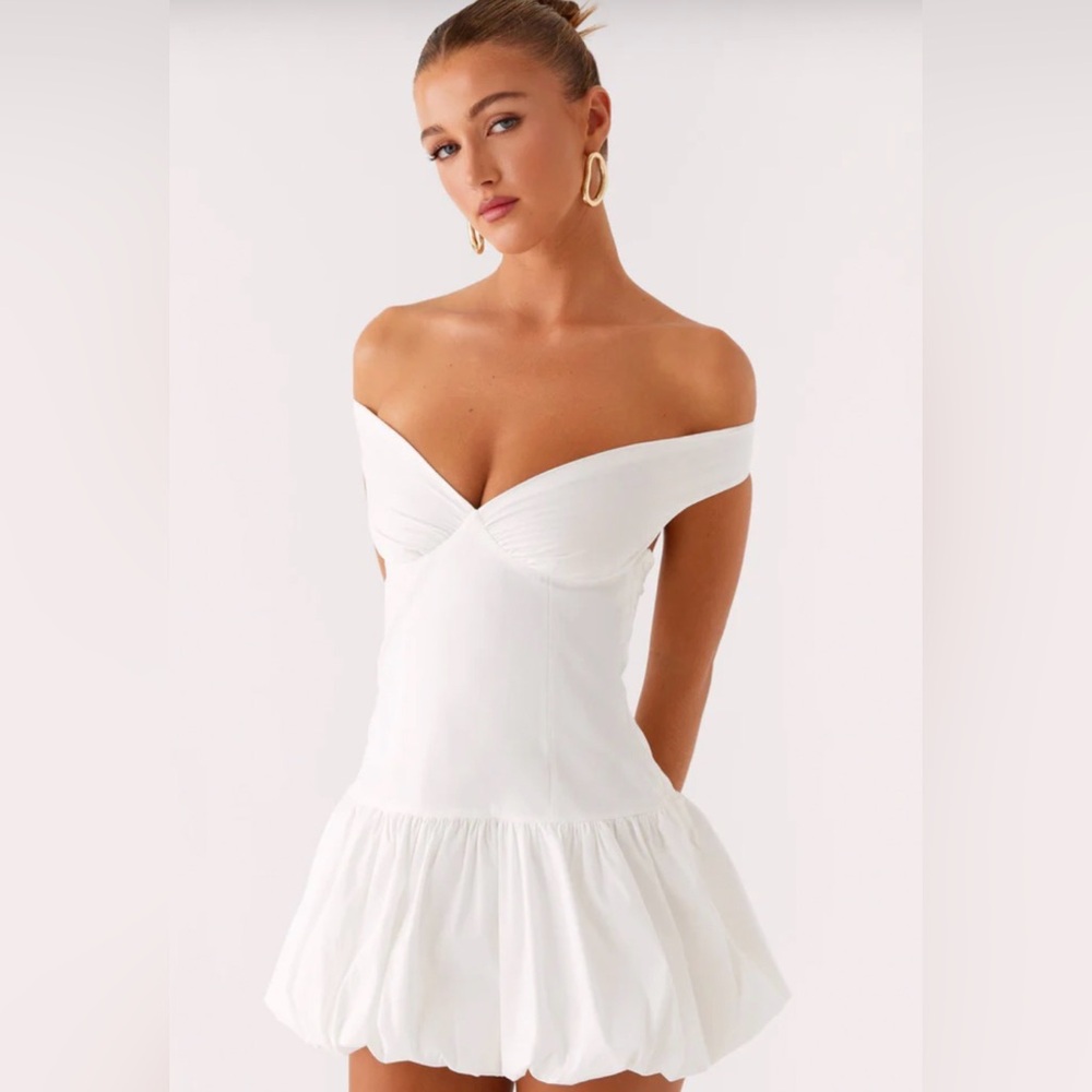 Endless Romance Off Shoulder Mini Dress - White